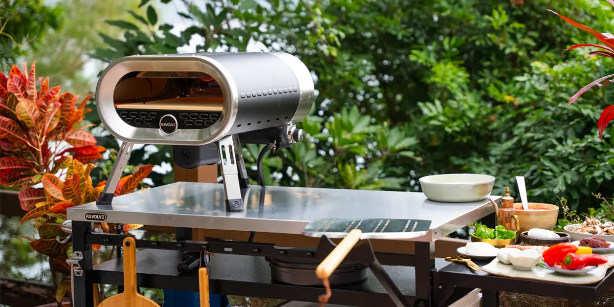 Revolve on a pizza making table